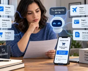 Persona supervisa permisos de un agente de IA conectado con correo, calendario, compras y pagos.