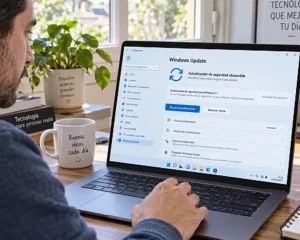 Usuario revisa una actualización de seguridad de Windows en una laptop después de las correcciones publicadas por Microsoft en septiembre de 2026.