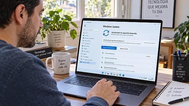Usuario revisa una actualización de seguridad de Windows en una laptop después de las correcciones publicadas por Microsoft en septiembre de 2026.